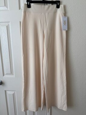 RHONE Cream Wide-Leg Ribbed Knit Pants